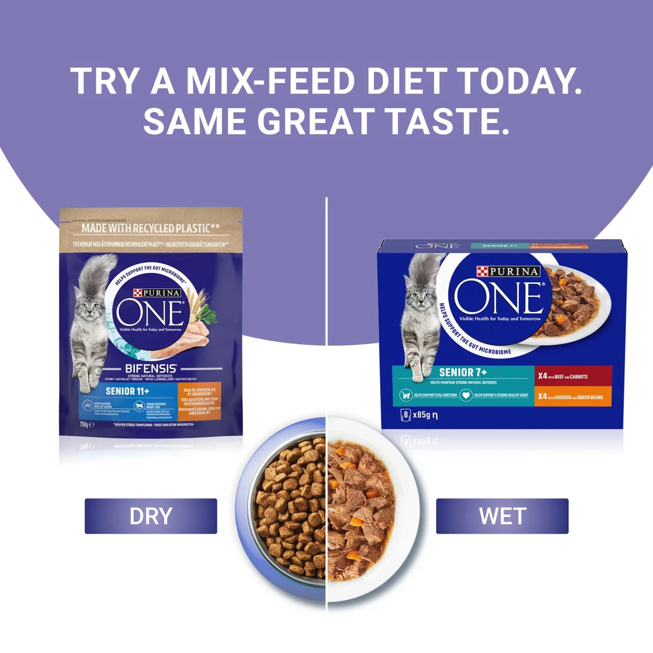Purina One Senior 11+ Chicken Dry Cat Food 750g