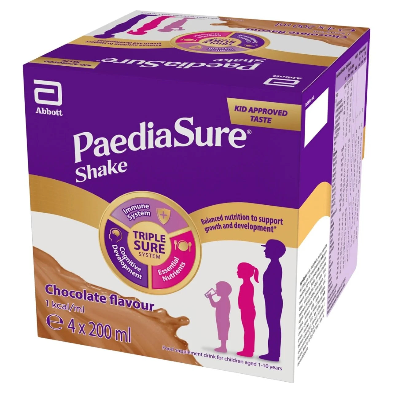 PaediaSure Shake Chocolate Nutritional Supplement Drink, 1-10 Yrs Multipack 200ml x 4