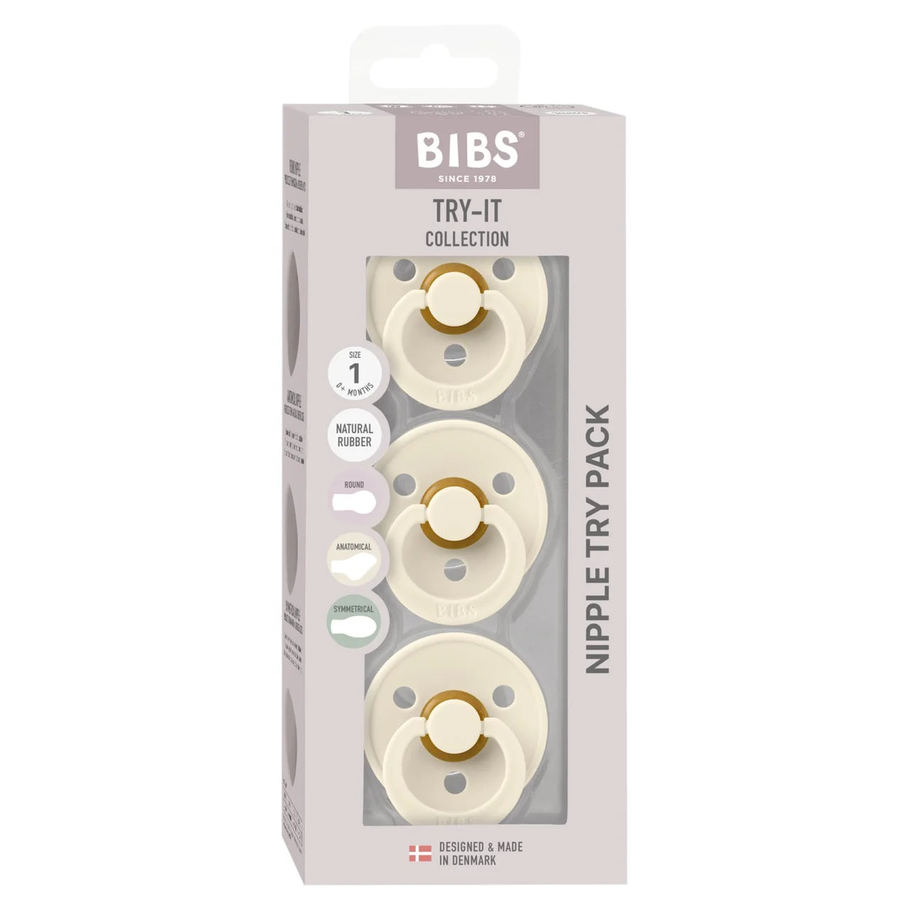 BIBS Pacifiers Try-it Colour Ivory , 3 per pack