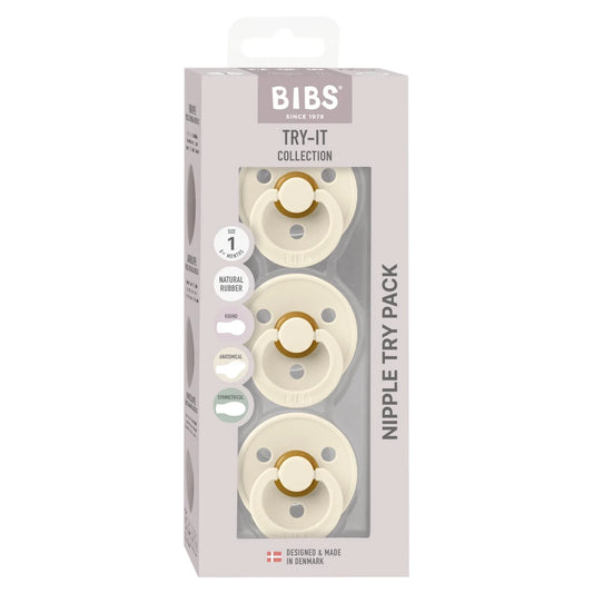 BIBS Pacifiers Try-it Colour Ivory , 3 per pack