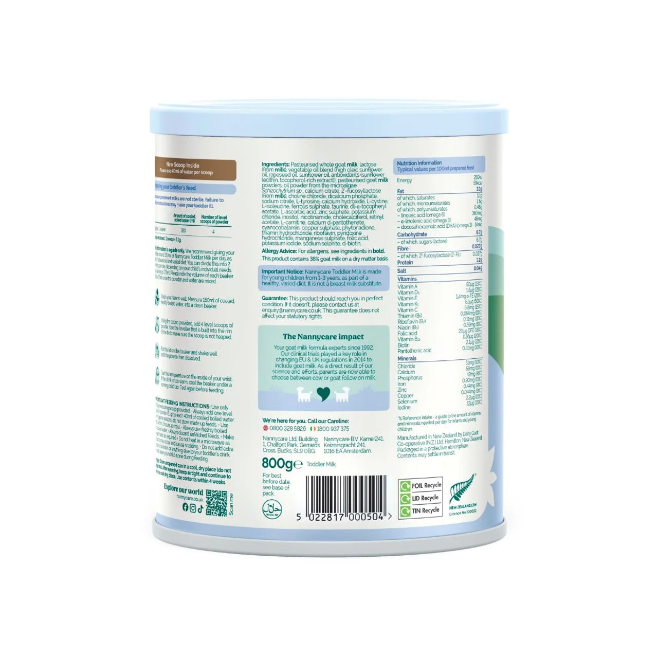 Nannycare Goat Stage 3 Toddler Milk Formula 800g