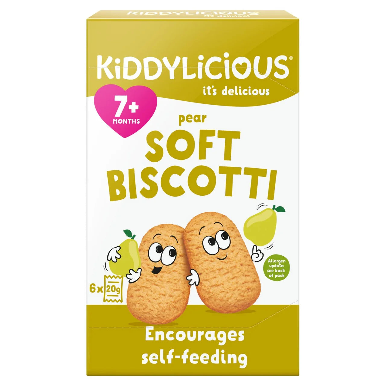 Kiddylicious Pear Soft Biscotti Baby Snacks Multi 6 x 20g