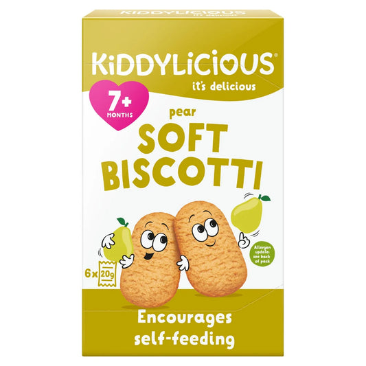 Kiddylicious Pear Soft Biscotti Baby Snacks Multi 6 x 20g