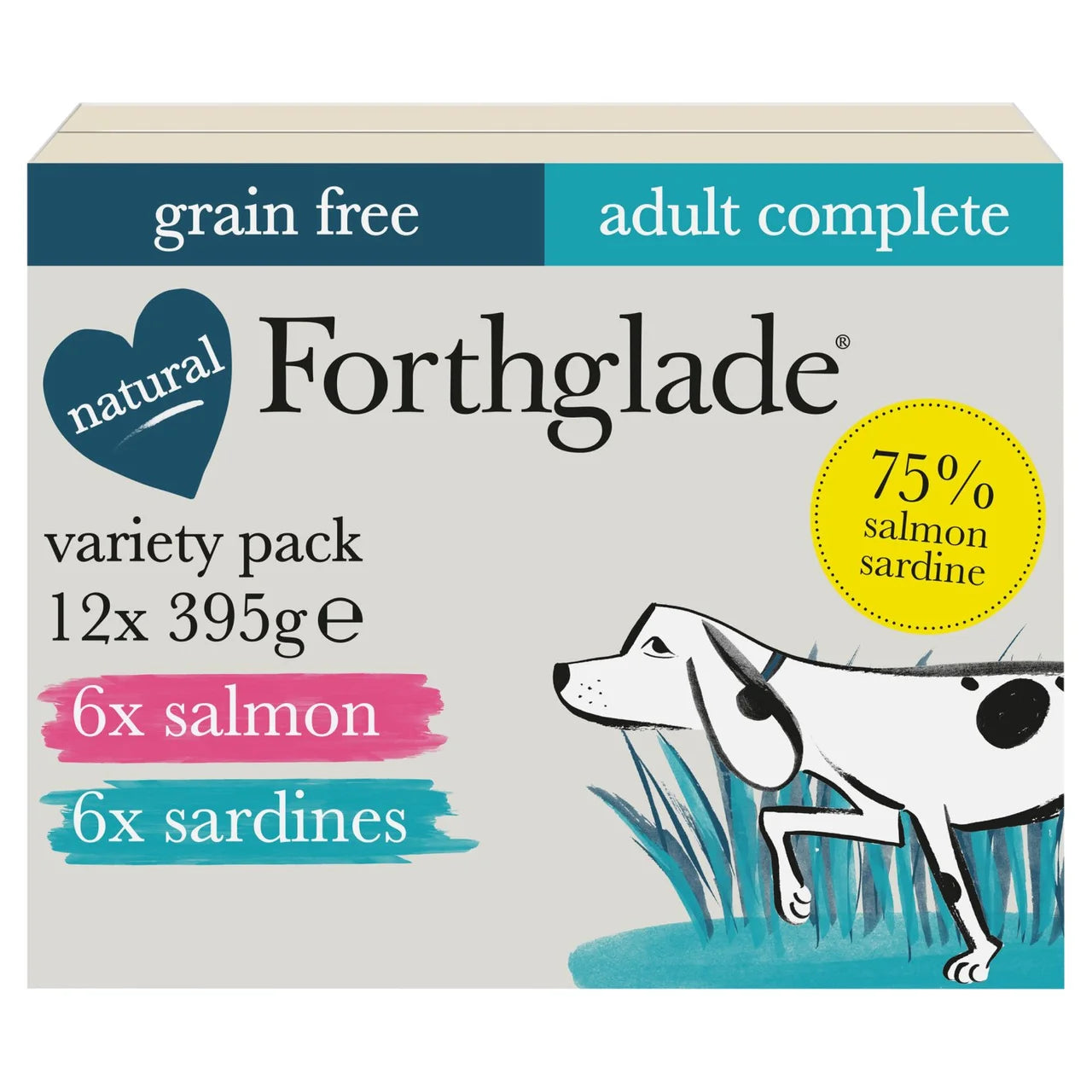 Forthglade Natural Grain-Free Wet Dog Food Variety Pack Salmon & Sardine 12x395g
