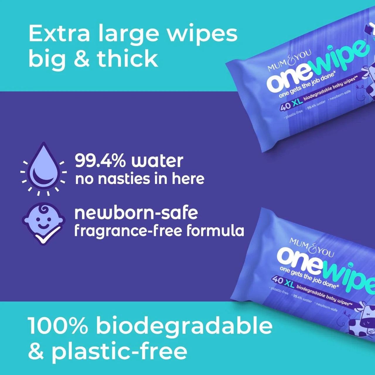 Mum & You OneWipe XL Wet wipe 4 Pack , 40 per pack