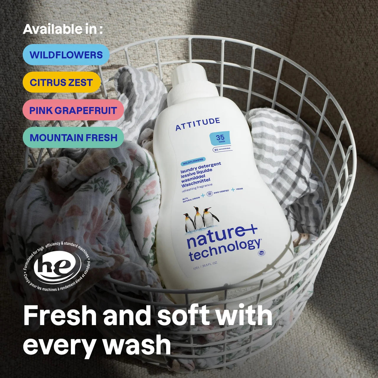 Attitude Laundry Detergent Wildflowers 35 Washes 1.05L