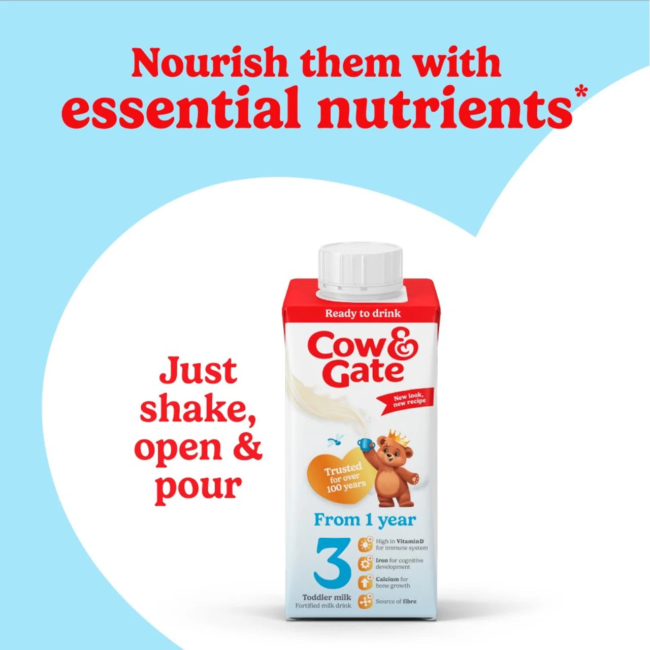 Cow & Gate 3 Toddler Milk Formula Liquid Ready to Feed 1-3 Years Multipack 15 x 200ml