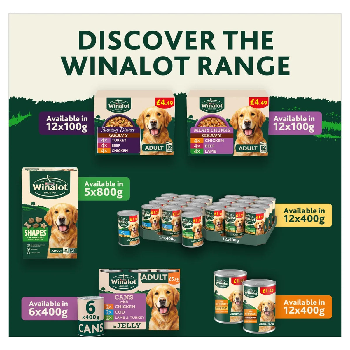 Winalot Classics Mixed in Jelly Cod Wet Dog Food 12 x 400g
