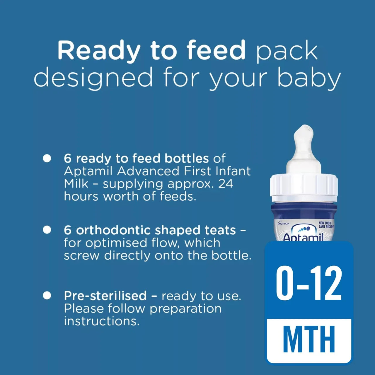 Aptamil Advanced 1 First Formula Baby Milk Liquid Starter Pack from Birth 6 x 70ml