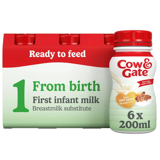 Cow & Gate 1 First Infant Baby Milk Formula Liquid Ready to Feed from Birth 6 x 200ml
