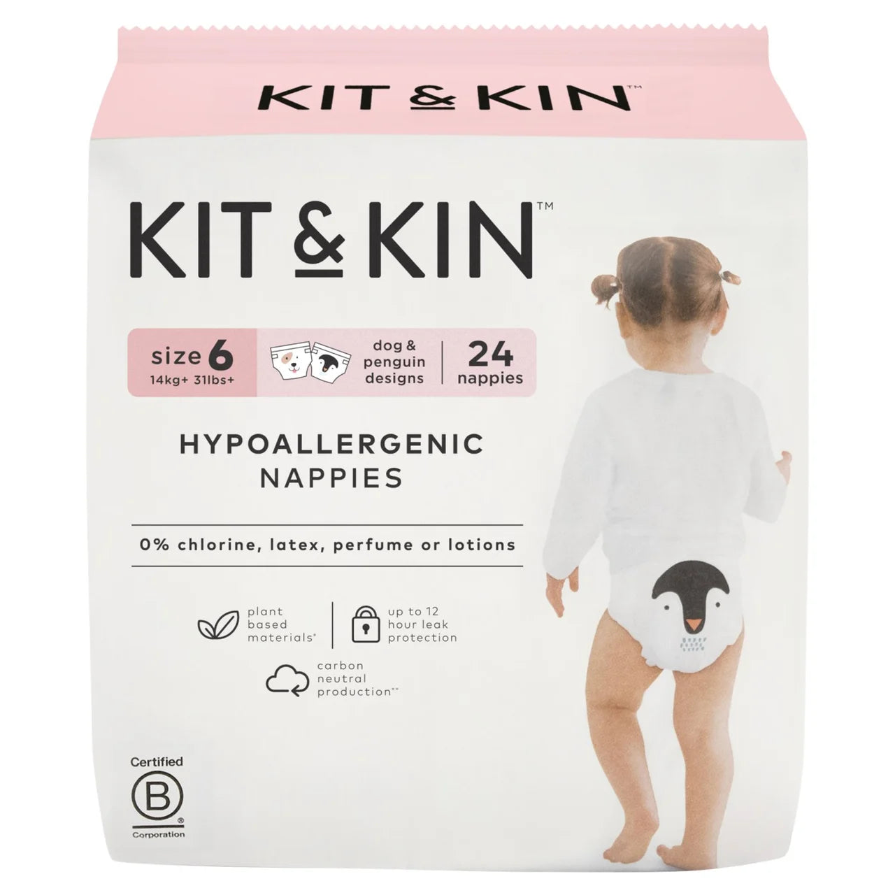 Kit & Kin Hypoallergenic Nappies Size 6 (14+kg) 24 per pack
