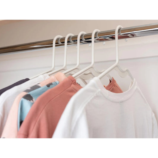 Everyday Solid Plastic Clothes Washing Laundry Hangers, White, 5pk