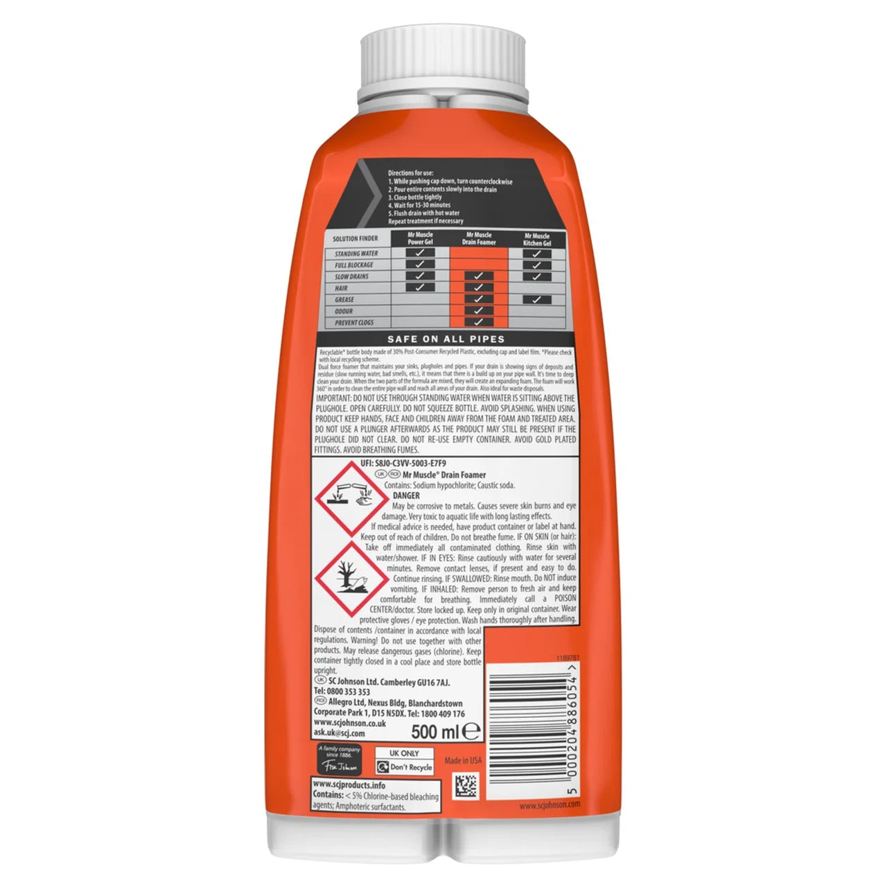 Mr Muscle Drain Foamer Odour Eliminator 500ml