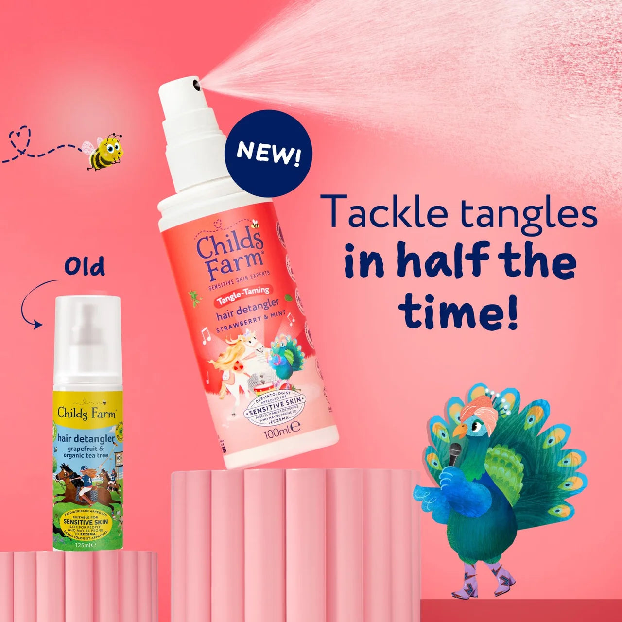 Childs Farm Tangle Taming 3 in 1 Hair Detangler Strawberry & Mint 100ml