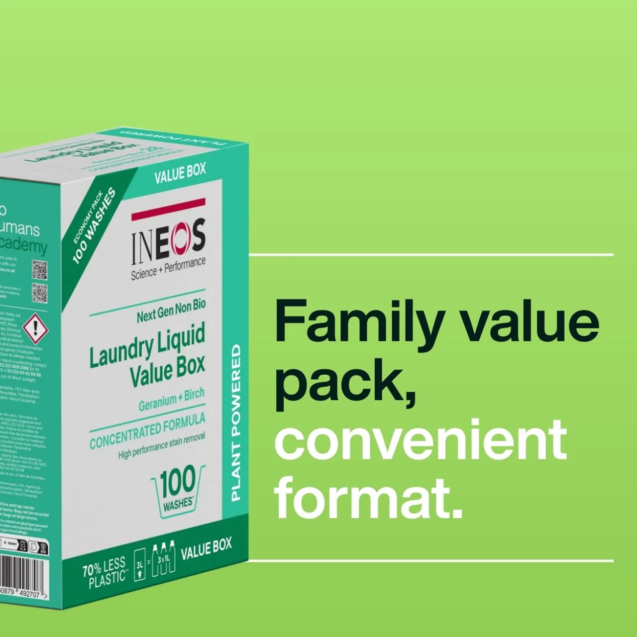 INEOS Non Bio Laundry Liquid XXL Value Box Geranium + Birch 100 Washes 3L