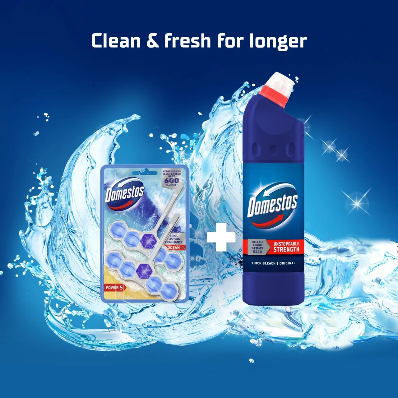 Domestos Power 5 Toilet Rim Block Ocean 2 per pack