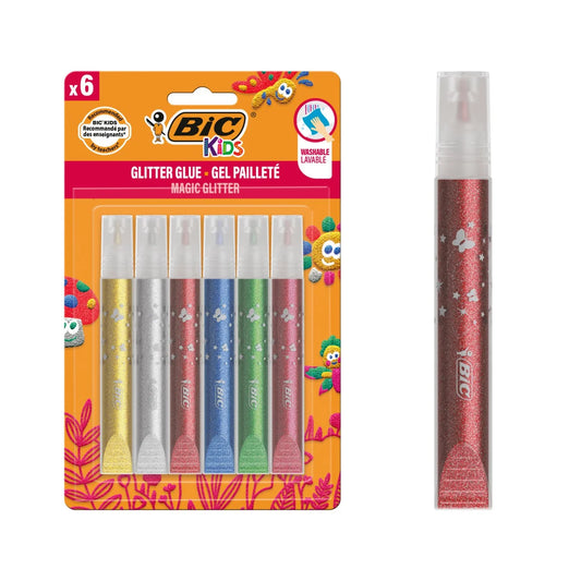 BIC Kids Metallic Glitter Glue Pack 6 per pack