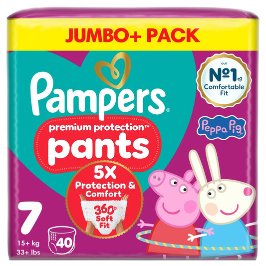 Pampers Premium Protection Nappy Pants, Size 7 Jumbo 40 per  Pack