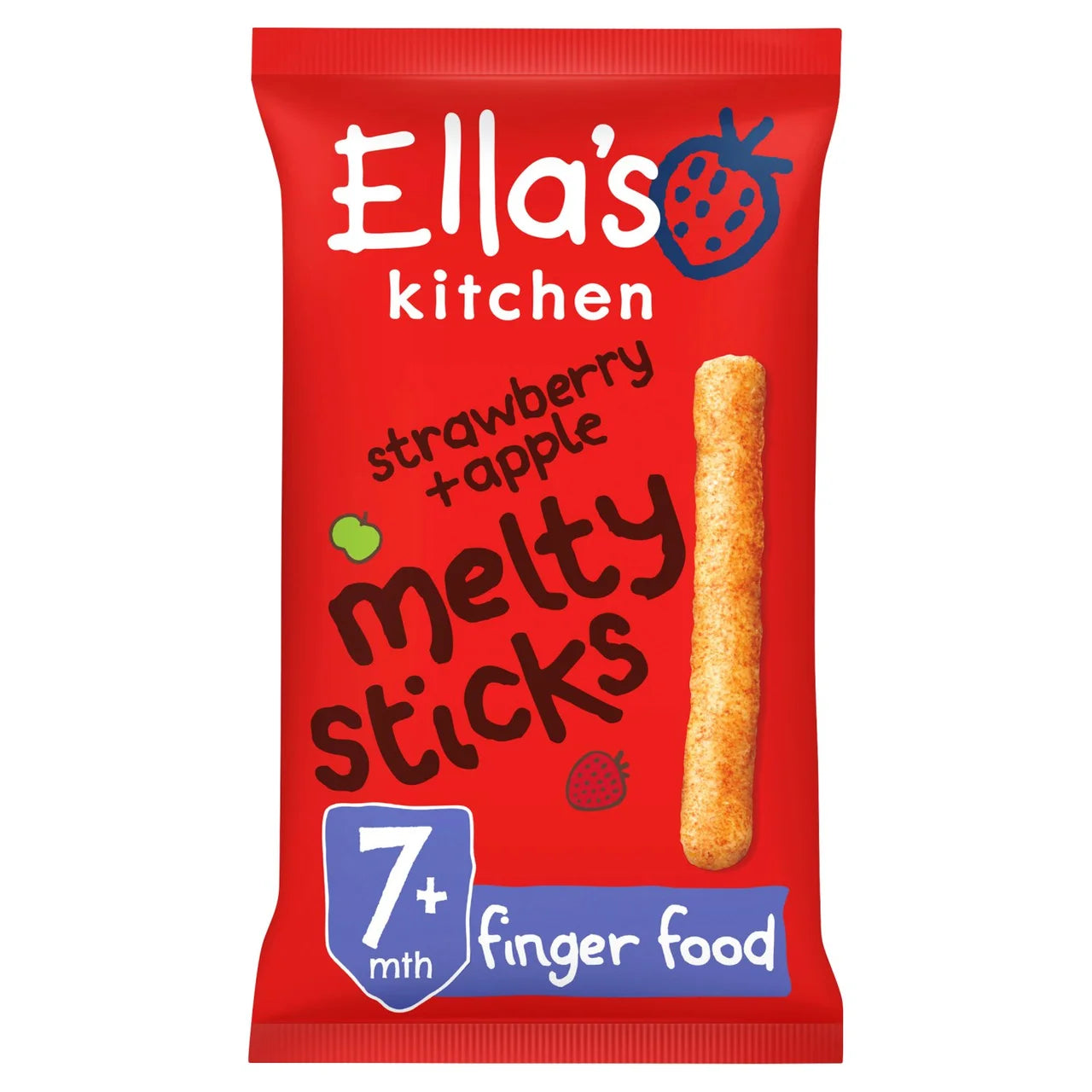 Ella's Kitchen Strawberry & Apple Melty Sticks Baby Snack 7+ Months 16g