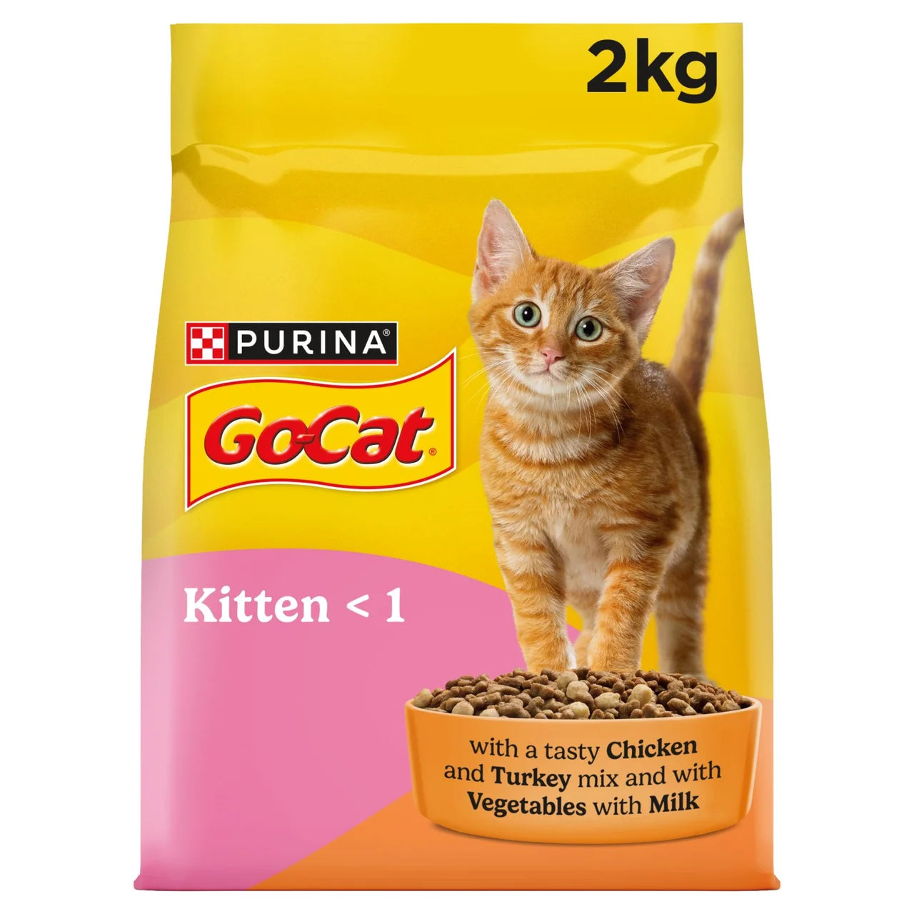 Go-Cat Kitten Chicken Turkey and Milk Dry Cat Food 2kg