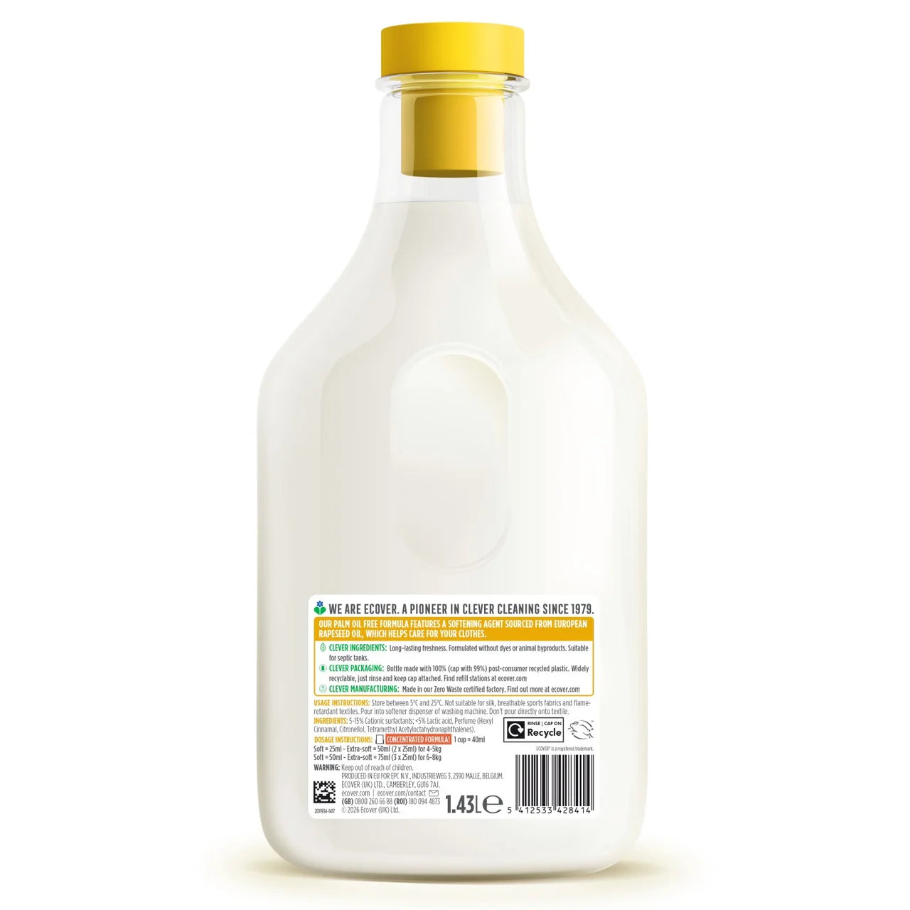 Ecover Concentrated Fabric Softener Gardenia & Vanilla 57 Washes 1430ml