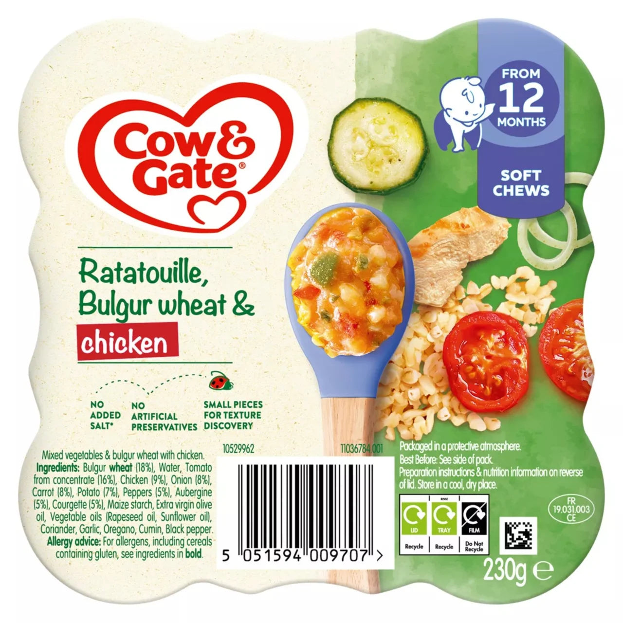 Cow & Gate Ratatouille, Bulgur Wheat & Chicken Baby Food Meal 12+ Months 230g