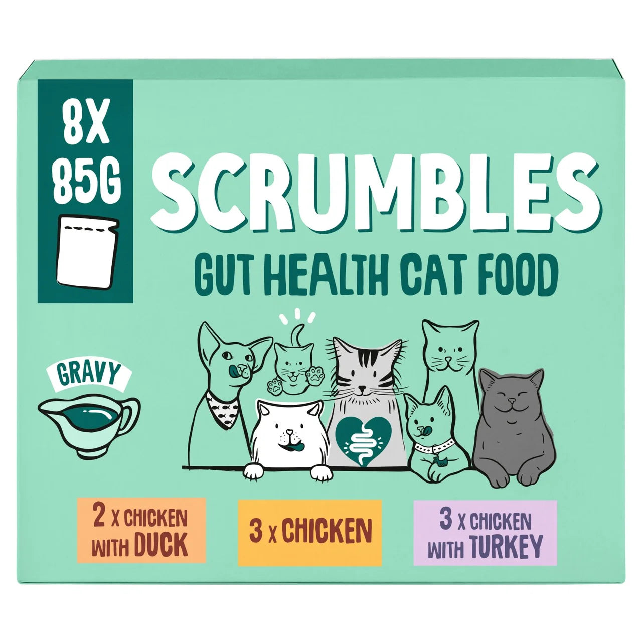 Scrumbles Grain Free Wet Cat Gravy Pouch Selection 8 x 85g