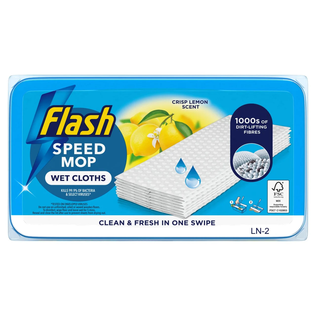 Flash Speed Mop Wet Cloth Multi-Surface Refills Crisp Lemons 24 per pack