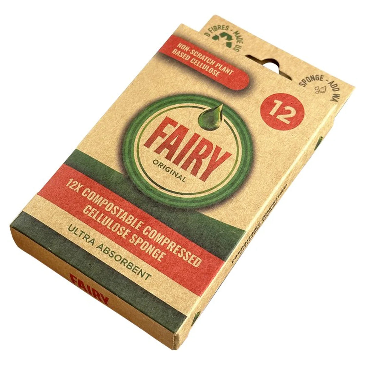 Fairy Original Eco Compostable Compressed Pop up Dish Cleaning Sponges 12 per pack