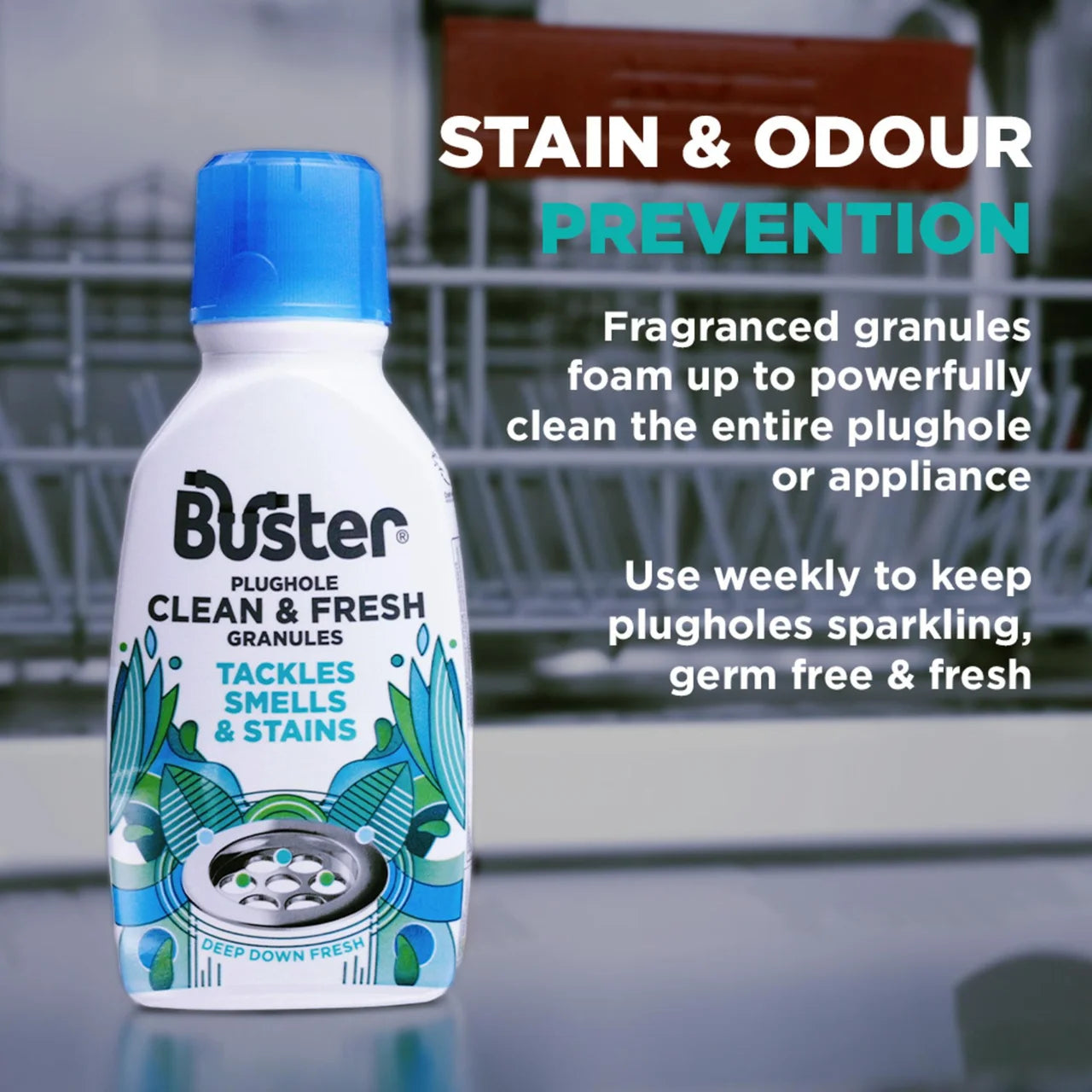 Buster Plughole Sanitiser Foaming Granules 300g