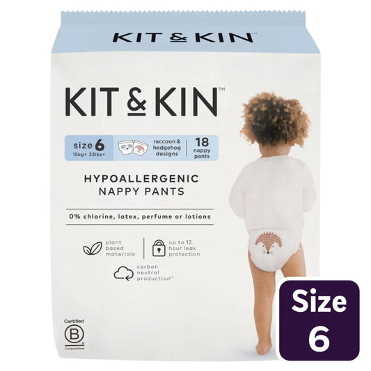 Kit & Kin Hypoallergenic Nappy Pants Size 6 (15+kg) 18 per pack