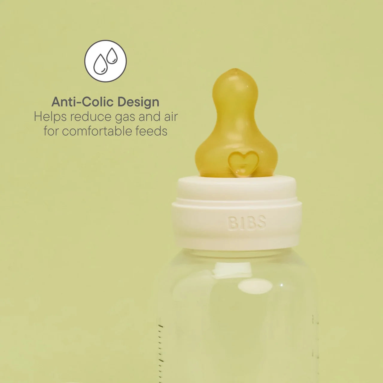 BIBS Natural Rubber Latex Slow Flow Bottle Teat 0m+ 2 per pack