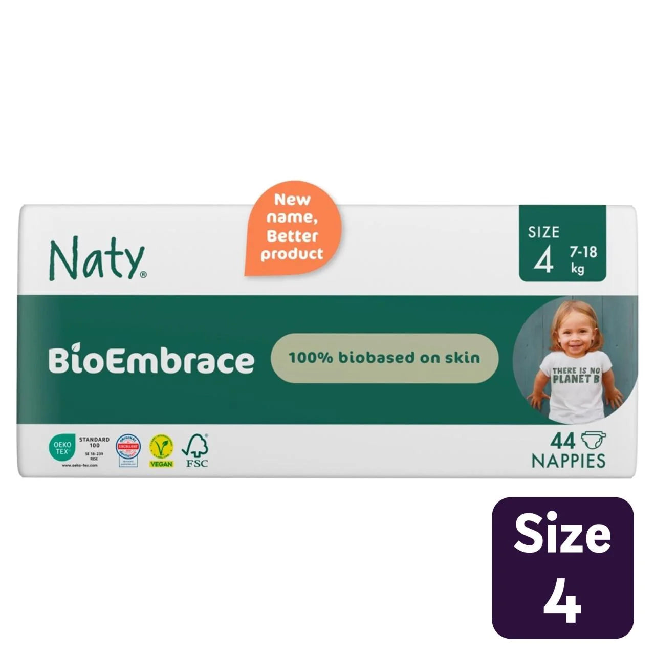 Naty BioEmbrace Big Pack Nappies Size 4 (7-18kg) 44 per pack