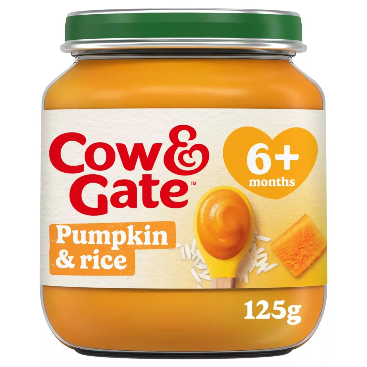 Cow & Gate Pumpkin Rice Baby Food Snack Jar 6+ Months 125g