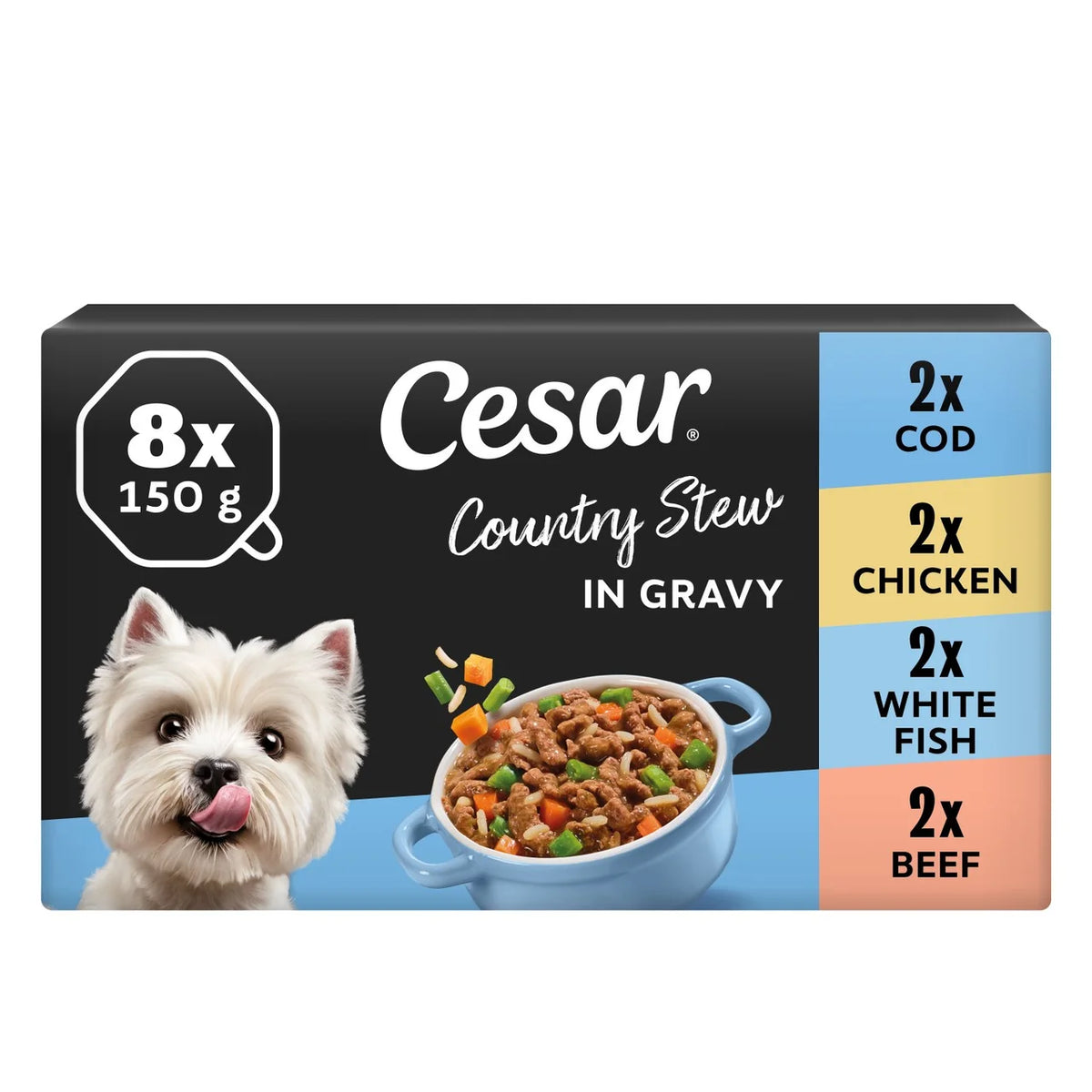 Cesar Country Stew Wet Dog Food with Fish & Meat in Gravy 8 x 150g