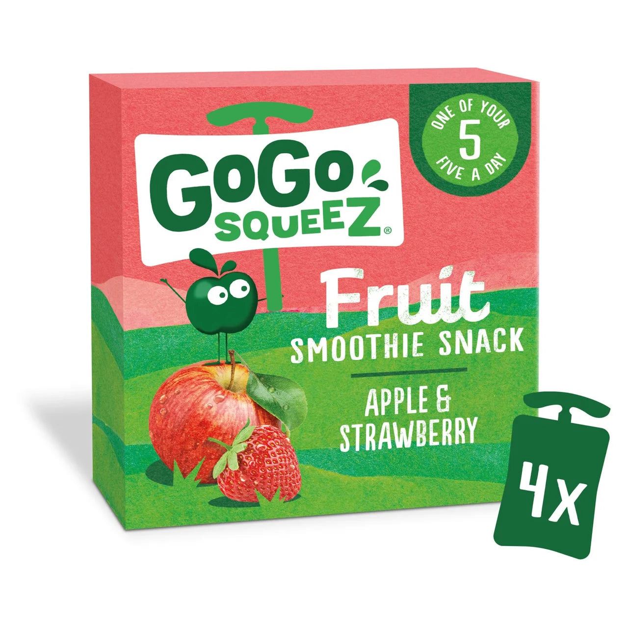 GoGo squeeZ Fruit Smoothie Snack Apple and Strawberry 4 x 90g