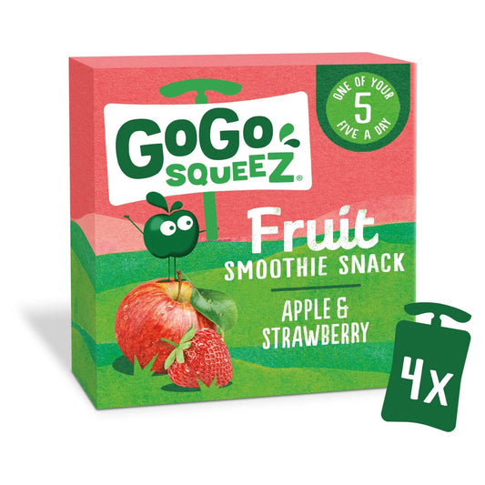 GoGo squeeZ Fruit Smoothie Snack Apple and Strawberry 4 x 90g