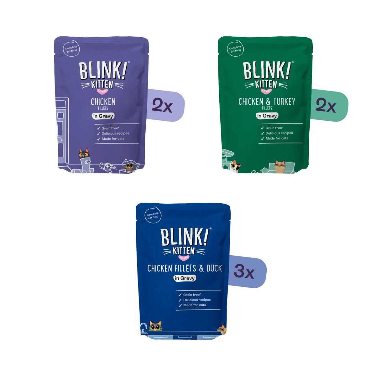 Blink Kitten Chicken Fillets Pouch Selection in Gravy 8 x 85g