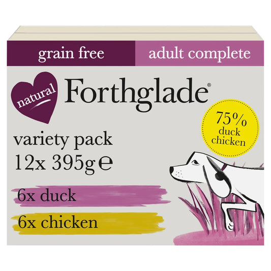 Forthglade Natural Grain-Free Wet Dog Food Variety Pack Chicken & Duck 12x395g