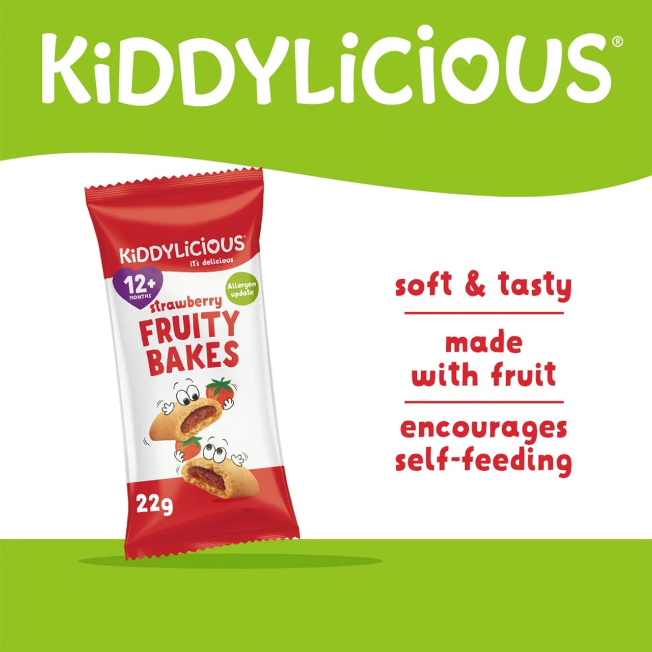 Kiddylicious Strawberry Fruity Bakes Baby Snacks Multi 6 x 22g