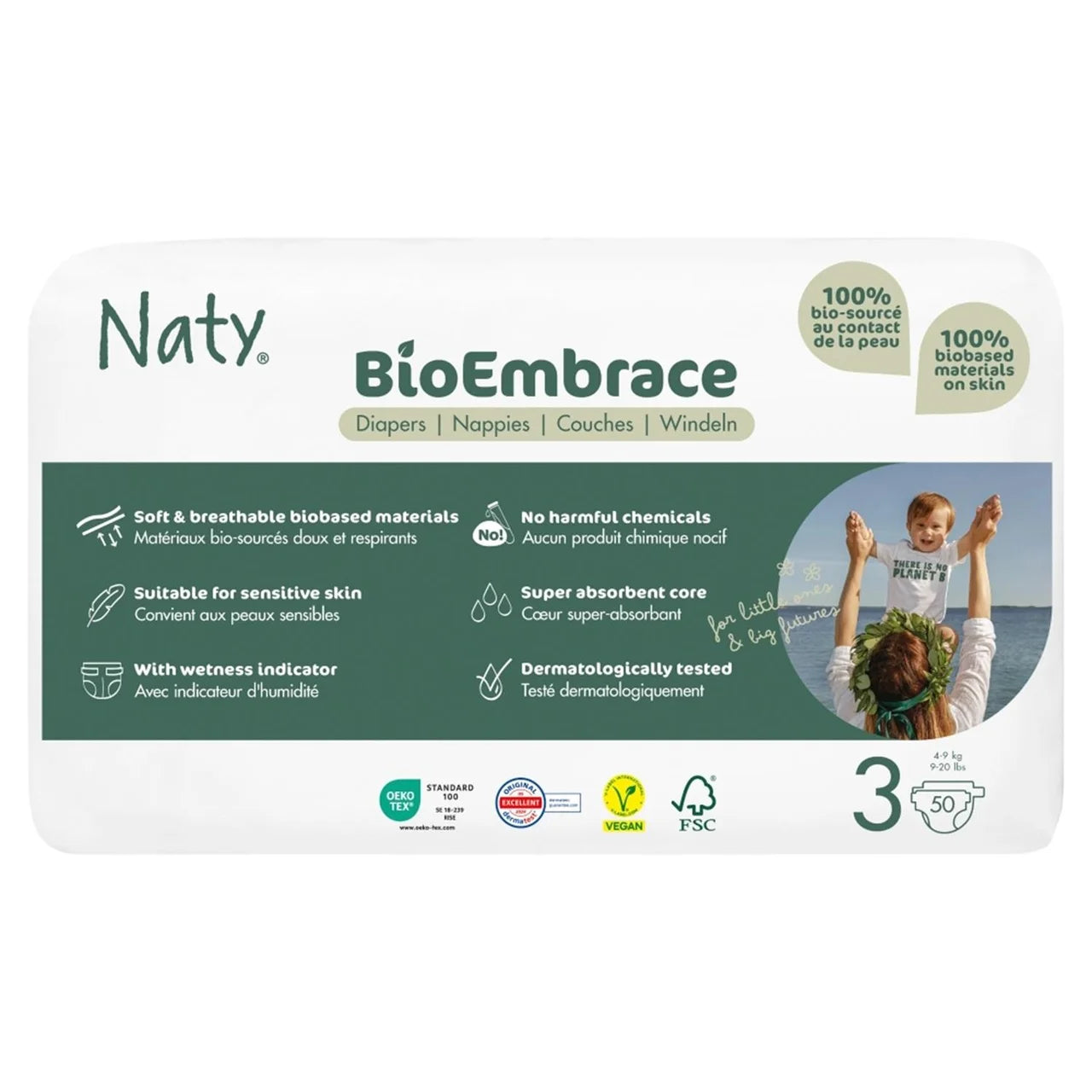 Naty BioEmbrace Big Pack Nappies Size 3 (4-9kg) 50 per pack