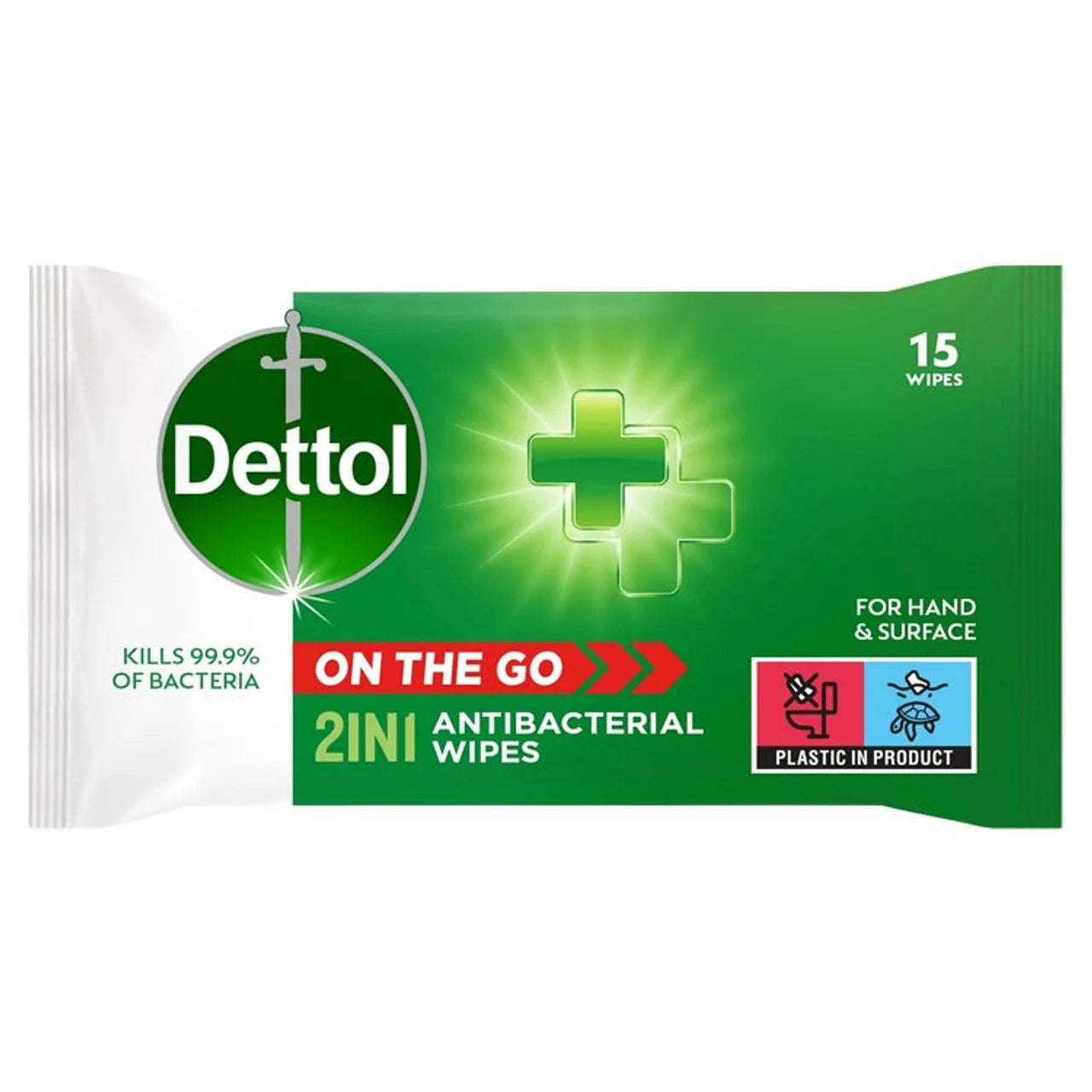 Dettol Antibacterial Wipes 2-in-1 Hands and Surfaces 15 per pack