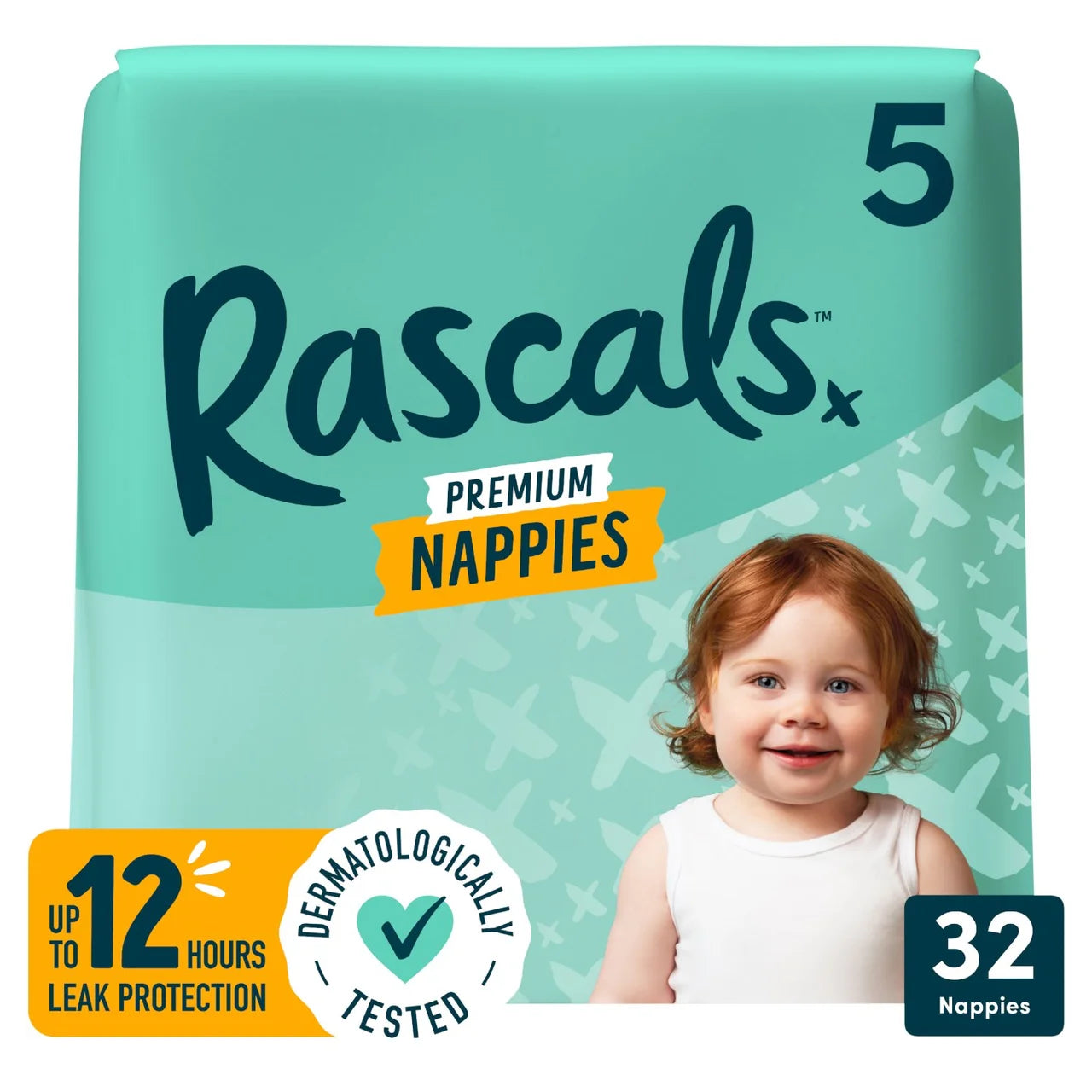 Rascals Premium Nappies, Size 5 (13-18kg) 32 per pack
