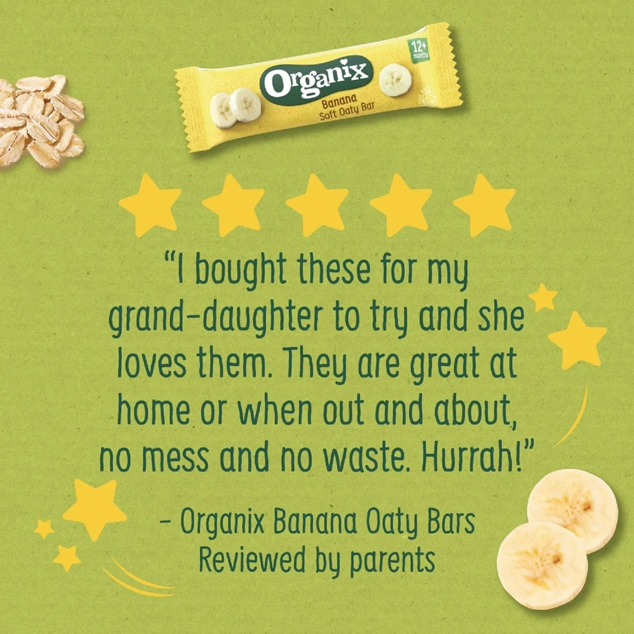 Organix Banana Soft Oaty Bars Toddler Snacks Multipack 12 months+ 6 x 23g