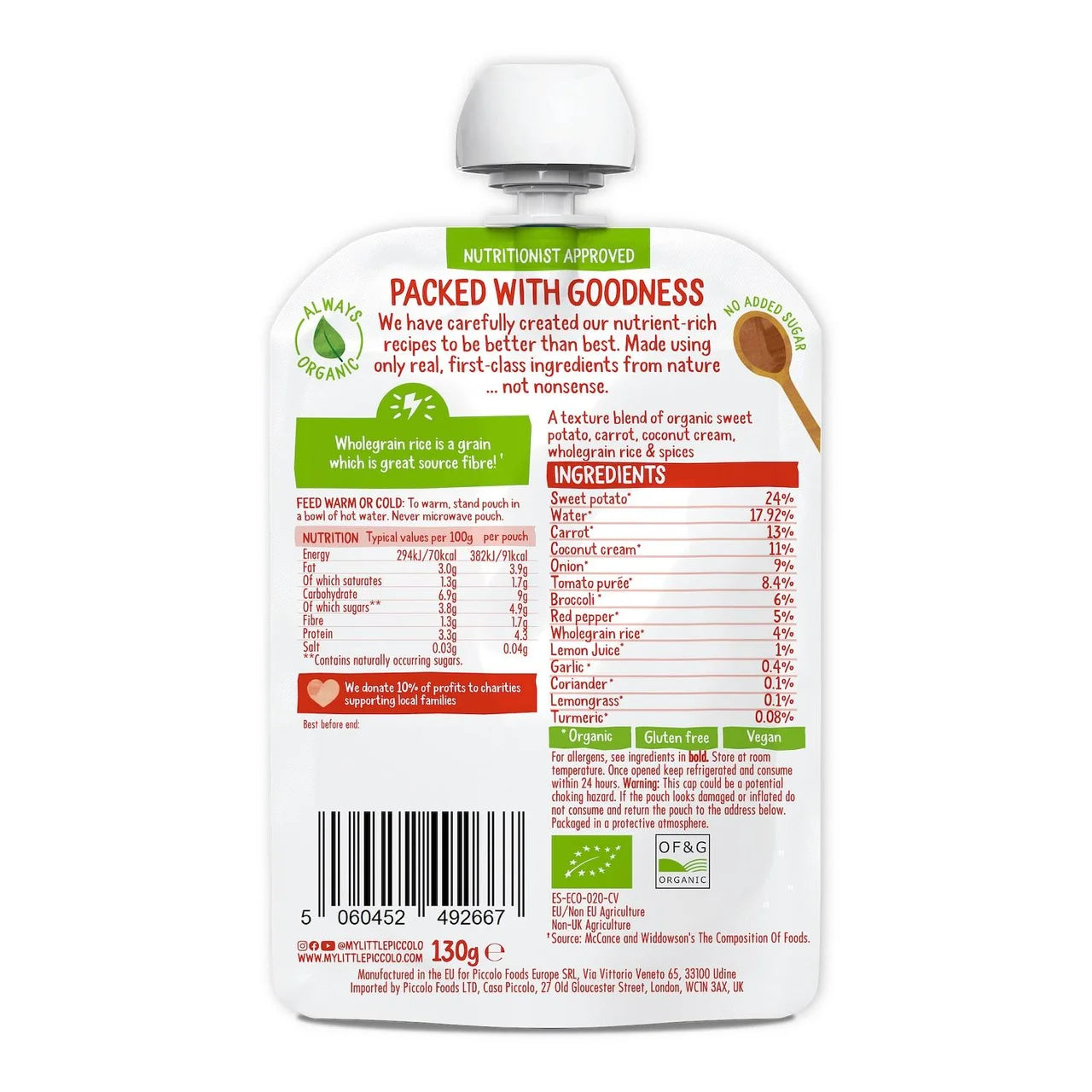 Piccolo Vegetable Thai Curry Organic Pouch 7mths+ 130g