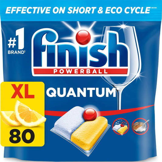 Finish Quantum All in One Dishwasher tablets Lemon 80 per pack