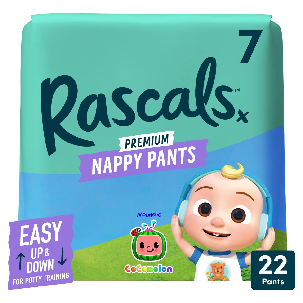 Rascals CoComelon Nappy Pants, Size 7 (17+kg) 22 per pack