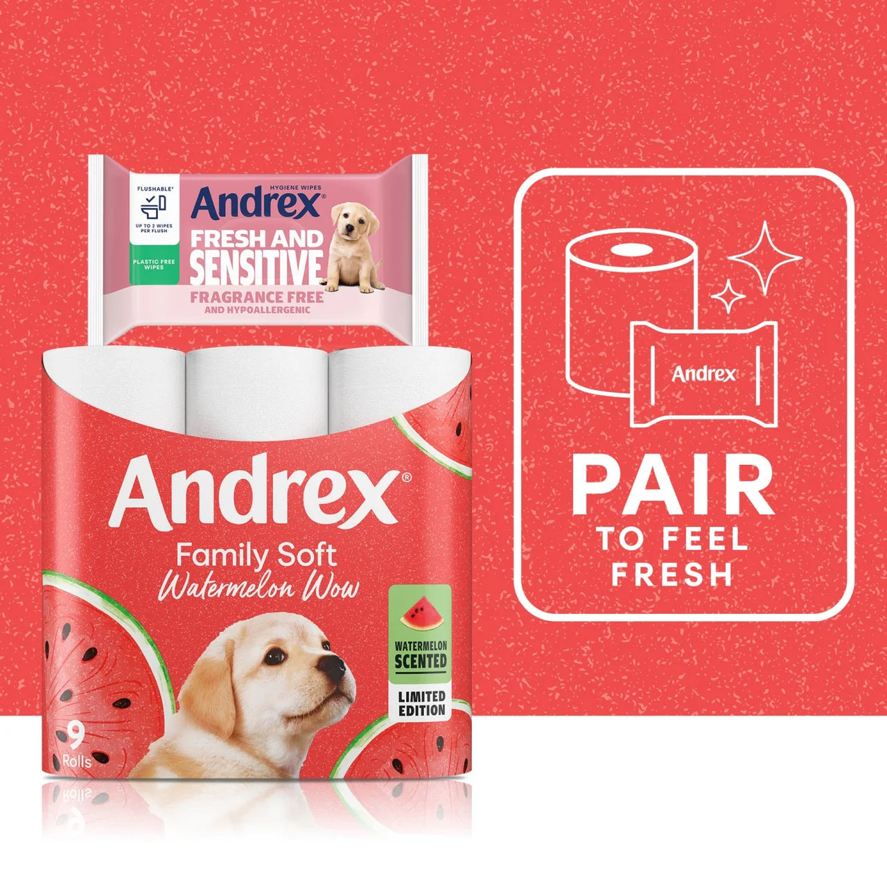 Andrex Family Soft Watermelon Toilet Roll 9 per pack