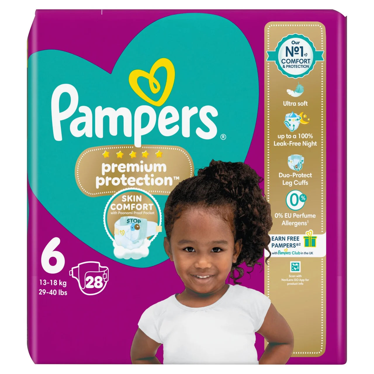 Pampers Premium Protection Size 6, 28 Nappies, Essential 28 per  Pack