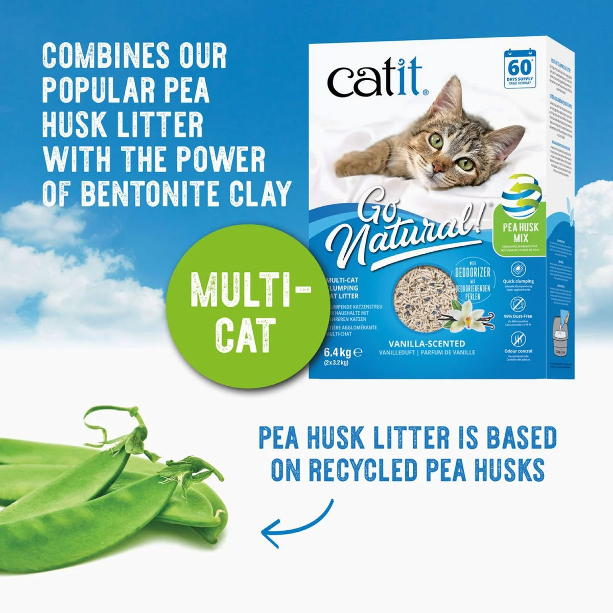 Catit Go Natural Pea Husk Mix Multi-Cat Litter Vanilla 6.4kg
